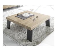 Table basse moderne carré bois et métal DIANA