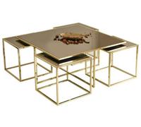 Table basse moderne de luxe pour salon, élégante, dorée, stylée, en métal, neuve