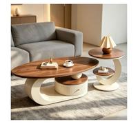 Table Basse Moderne en Bois Massif avec Rangement caché | Ensemble de table basse de luxe à étagère ouverte, design de rangement fonctionnel, 2 pièces(White,47.2")
