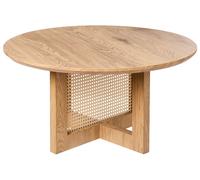 Beliani Table Basse Moderne en MDF et Rotin 80 cm Meuble de Salon Marron Clair Karlo