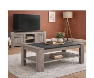 Table basse moderne rectangle grise MAYA
