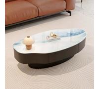 Table Basse Moderne,Table Basse Ronde Au Design Nuage Irrégulier,Table D’Appoint avec Tiroir Silencieux,Plateau en Verre Trempé Effet Marbre Et Socle en Métal Laqué C,100CM