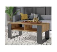 Table basse MODI II Artisan Chêne / Anthracite avec étagère - Table moderne pour le salon - Style industriel