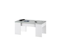 Table basse modulable coloris Blanc Artik / Ciment en melamine avec plateau - Dim : 45 x 100 x 50 cm --