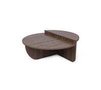 CONCEPT USINE | Table Basse de Salon Ronde Modulable | Design Mila | Finition Bois Noyer | Moderne et Flexible | Table Fonctionnelle en 2 Parties Dissociables | Idéale pour Studio, Appartement