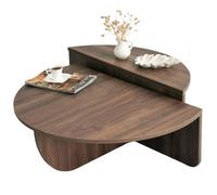 CONCEPT USINE Table Basse Mila Ronde Effet Noyer Modulable 90 cm | Deux éléments dissociables, panneaux mélaminés, studio ou appartement