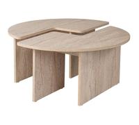 Hanah Home Table basse Moira ronde Ø90 cm H41 cm effet travertin 100% mélamine