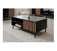 Table basse - MONZA 55A - Noir / Chene artisan - 1 porte, 2 niches - 110,5 x 47 x 67 cm