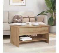 Table basse - MOTHINESSTO - Chêne artisanal - 80 x 50,5 x 41,5 cm - Design minimaliste - Rangement pratique