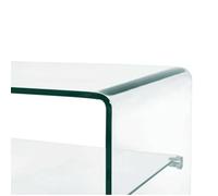 Table basse - MOTHINESSTO - Clair - Verre trempé - 50 x 45 x 33 cm - Étagère intégrée
