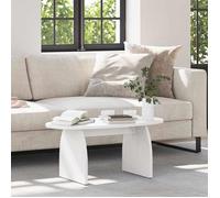 Table basse - MOTHINESSTO - Ovale - Bois massif en pin - Blanc - 80 x 40 x 35 cm