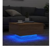 Table basse - MOTHINESSTO - Qqmora - Chêne sonoma - 55x55x31 cm - Lumières LED RVB