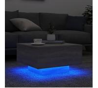 Table basse - MOTHINESSTO - Qqmora - Sonoma gris - 55x55x31 cm - Lumières LED réglables