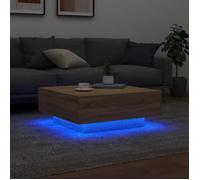 Table basse - MOTHINESSTO - QQmora xY2484 - LED - Chêne sonoma - 80x80x31 cm