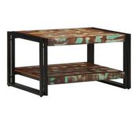 Table basse multicolore 70x50x38 cm bois de récupération massif