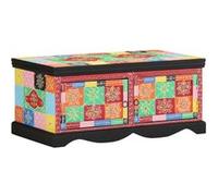 Table basse multicolore 90x50x40 cm bois de manguier massif G