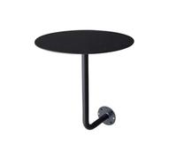 Table Basse Murale Table Café Table d'Appoint Console Plateau en Fer Forgé Solide avec Support Courbé Aspect Moderne Sobre pour Salon Balcon Lecture, Diamètre 40 Cm, Hauteur 45 Cm, Noir