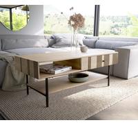 Table-basse Nereos 130x60 cm Manguier White Wash Métal noir