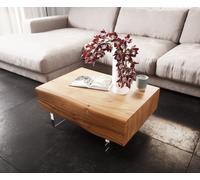 Table-basse New Live-Edge 80x60 cm acacia naturel 2 tiroirs pied acrylique