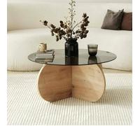 Table basse Nila Dmora en bois noble chêne brun 75x75x35h cm