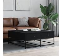 Table basse noir 100x99x40 cm bois d ingénierie Noir G