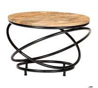 Table basse Noir 60x60x40 cm Bois massif de manguier brut - Cadre durable - design élégant(7272)