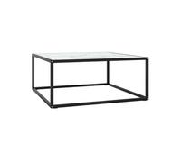 vidaXL Table basse Noir avec verre marbre blanc 80x80x35 cm