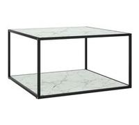 Table basse Noir avec verre marbre blanc 90x90x50 cm Noir G