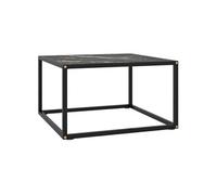 Table basse Noir avec verre marbre noir 60x60x35 cm