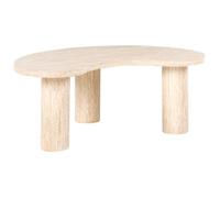 Beliani Table Basse Moderne en MDF Plateau Plaqué Effet Travertin Imitant la Pierre Beige Noma