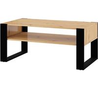 Bim Furniture Table basse Nuka F chêne rustique avec étagère pieds noirs 110 x 60 cm