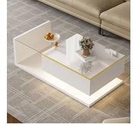 Table basse - OEM - 100 cm - Blanc brillant - Effet LED - Rectangulaire