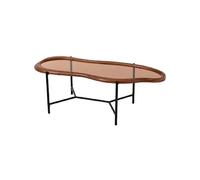 Table basse organique 118x48x40 cm en verre fumé et bois