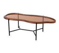 Table basse organique 118x48x40 cm en verre fumé et bois