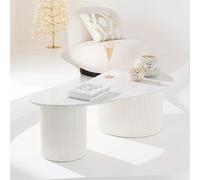 Table basse organique 121x60x37 cm en marbre écru