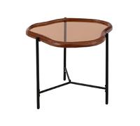 Table basse organique 64x45x48 cm en verre fumé et bois