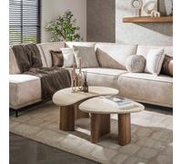 Table basse organique en bois et céramique MARTIN (lot de 2)
