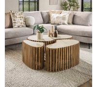 Table basse organique en bois et céramique VONO (lot de 3)