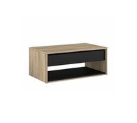 Table basse Ostarel plateau relevable 45-67cm aspect chêne et noir 110x65xH45cm