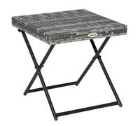Outsunny Table Basse Pliable de Jardin Style Cosy Chic dim. 40L x 40l x 40H cm Acier résine tressée Imitation rotin Gris
