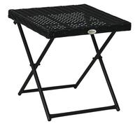 Table basse - Outsunny - pliable et compact - châssis en acier - résine tressée - 40 x 40 x 40 cm - noir