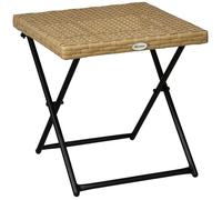 Table basse - Outsunny - style cosy chic - pliable - châssis en métal époxy - résine tressée - 40 x 40 x 40 cm - bois naturel