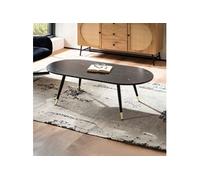 Table basse ovale 120x60x41,5 cm effet marbre noir et doré - WODI