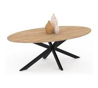 Table basse ovale ALIX 110 cm pied araignée bois et noir Bois G
