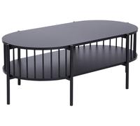 Table Basse Ovale avec Étagère Plateau Long 103 x 50 cm Noir Oreana