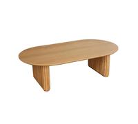 Table basse ovale bois d'hévéa placage chêne - L 122 x P 65 x H 35 cm - Gabrielle