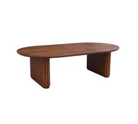 Table basse ovale bois d'hévéa placage chêne teinte noyer - L 122 x P 65 x H 35 cm - Gabrielle