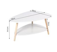 Table basse ovale contemporaine SHE - Blanc - Pieds en Hêtre