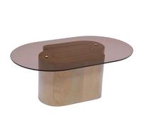 Table basse ovale en manguier et verre fumé L100 cm Alban - Amadeus