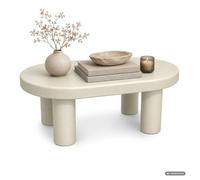 Table basse ovale MATE 85 cm crème avec quatre pieds cylindriques